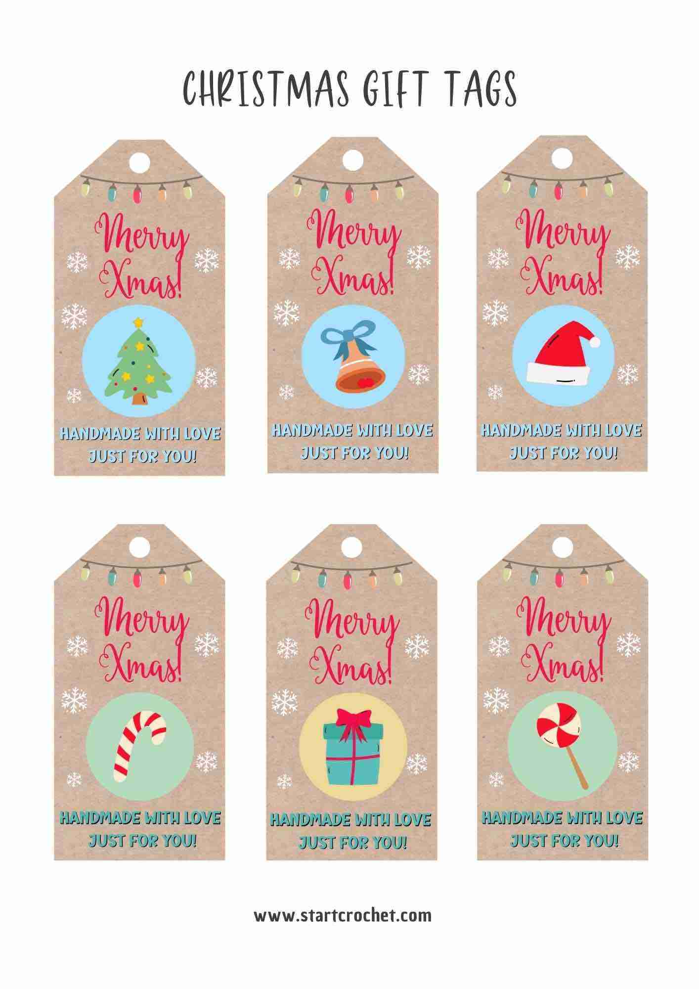 Handmade With Love Christmas Gift Tags (PDF Printable Set of 6